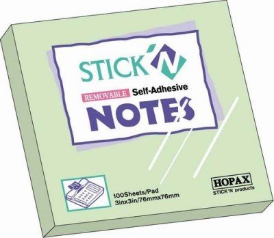 Stick notes 76 x 76 mm, 100 file, HOPAX - verde